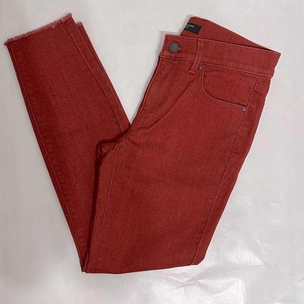 Ann Taylor Petite The Skinny Jeans‎ Rust Red Frayed Hem 0P